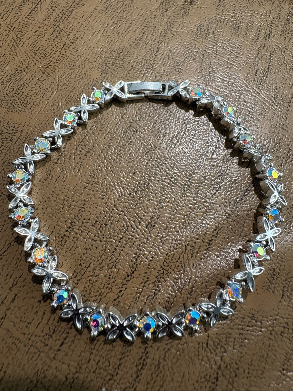 Silver Floral Aurora Crystal Tennis Bracelet - Women Jewelry